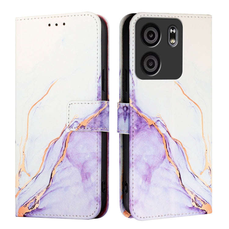 For BLU View 5 PT003 Marble Pattern Flip Leather Phone Case(White Purple)