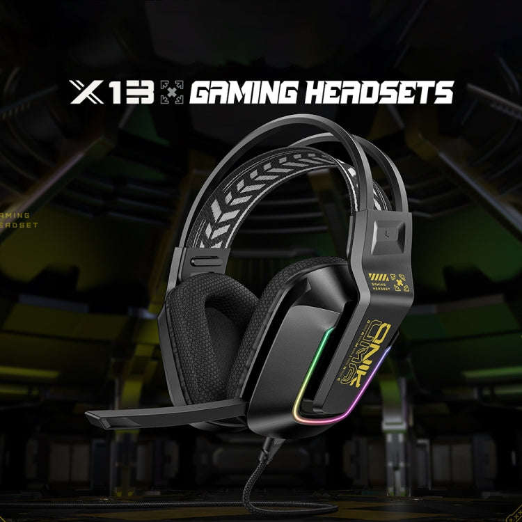 ONIKUMA X13 RGB Colorful Lighting Wired Gaming Headset with Microphone, Length:2.2m(Black)