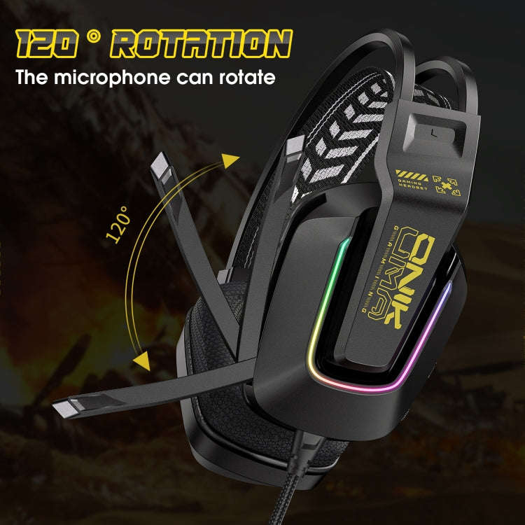 ONIKUMA X13 RGB Colorful Lighting Wired Gaming Headset with Microphone, Length:2.2m(Black)