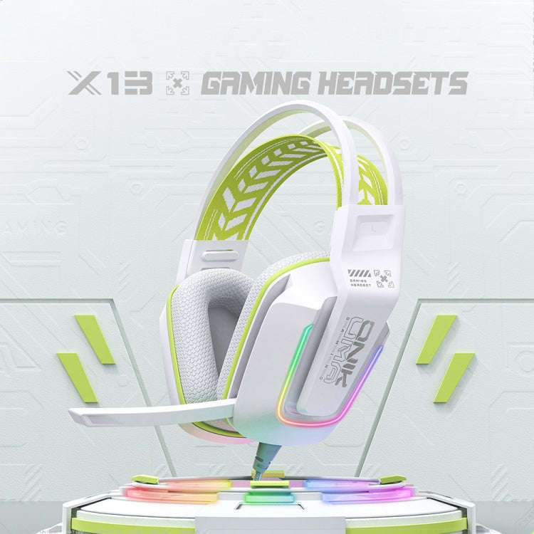 ONIKUMA X13 RGB Colorful Lighting Wired Gaming Headset with Microphone, Length:2.2m(White)