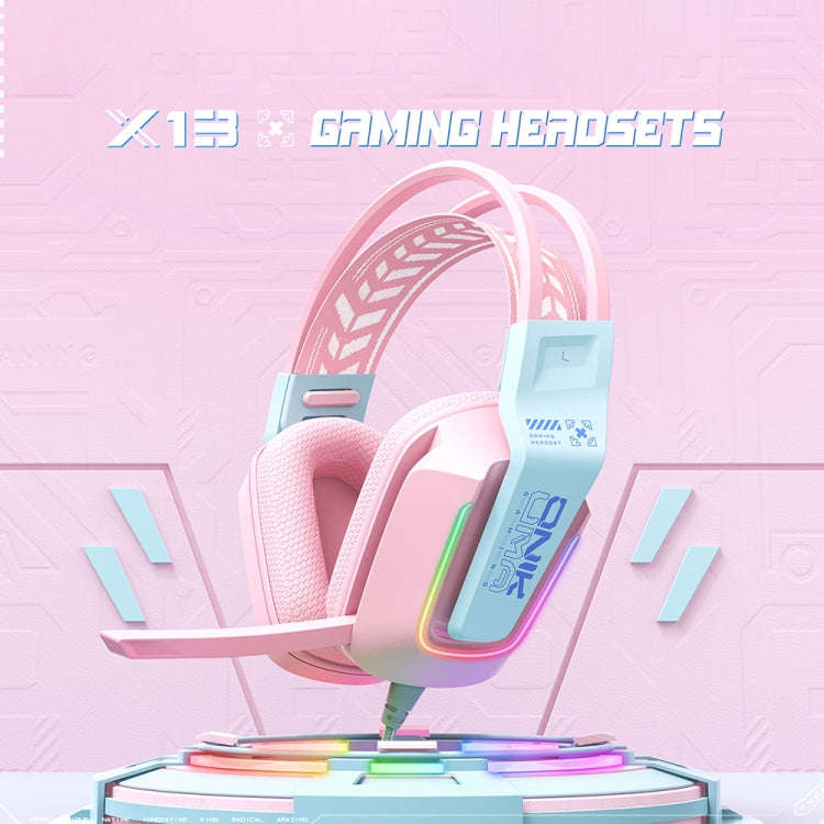 ONIKUMA X13 RGB Colorful Lighting Wired Gaming Headset with Microphone, Length:2.2m(Pink)