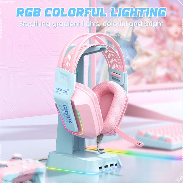 ONIKUMA X13 RGB Colorful Lighting Wired Gaming Headset with Microphone, Length:2.2m(Pink)