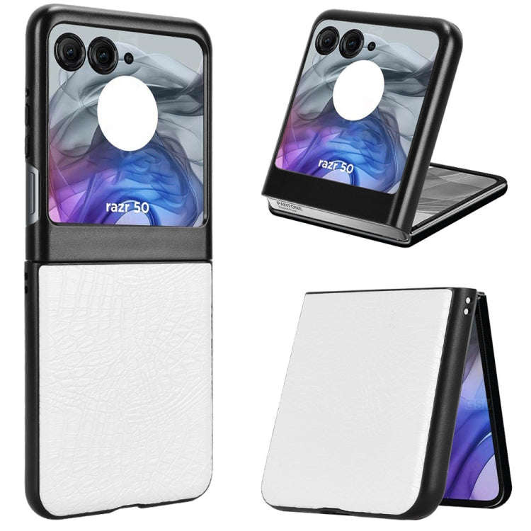 For Motorola Razr 50 Crocodile Texture Back Cover Phone Case(White)