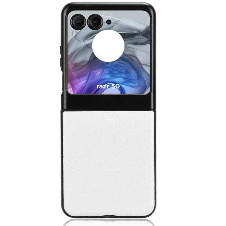 For Motorola Razr 50 Crocodile Texture Back Cover Phone Case(White)