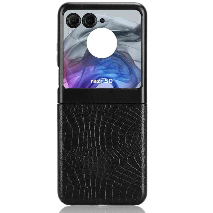 For Motorola Razr 50 Crocodile Texture Back Cover Phone Case(Black)