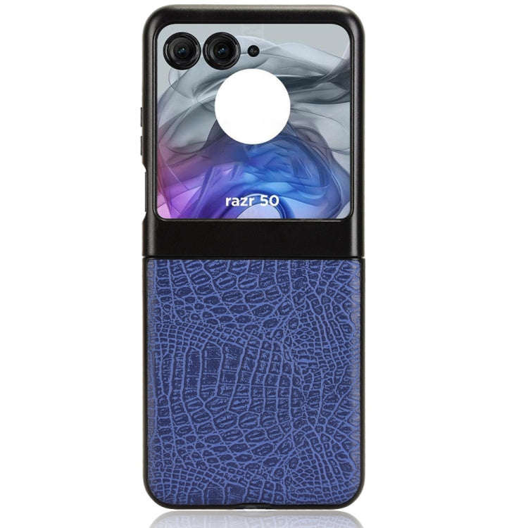 For Motorola Razr 50 Crocodile Texture Back Cover Phone Case(Blue)