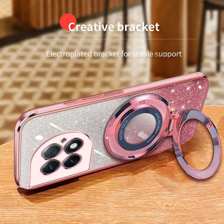 For OnePlus Ace 2 Pro Plated Gradient Glitter Round Holder TPU Phone Case(Silver)