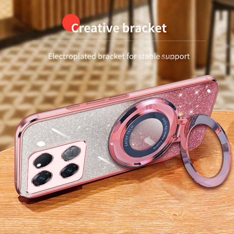 For OnePlus Ace Racing Plated Gradient Glitter Round Holder TPU Phone Case(Purple)