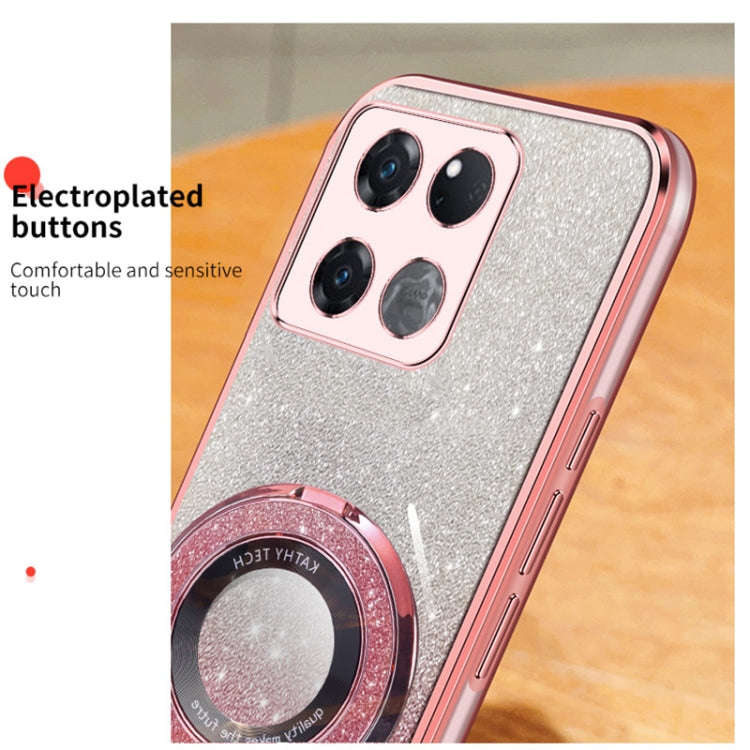 For OnePlus Ace Racing Plated Gradient Glitter Round Holder TPU Phone Case(Purple)