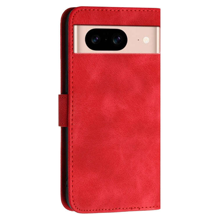 For Google Pixel 8a Grid Butterfly Embossed Pattern Leather Phone Case with Lanyard(Red)