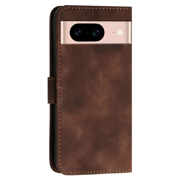 For Google Pixel 8a Grid Butterfly Embossed Pattern Leather Phone Case with Lanyard(Coffee)