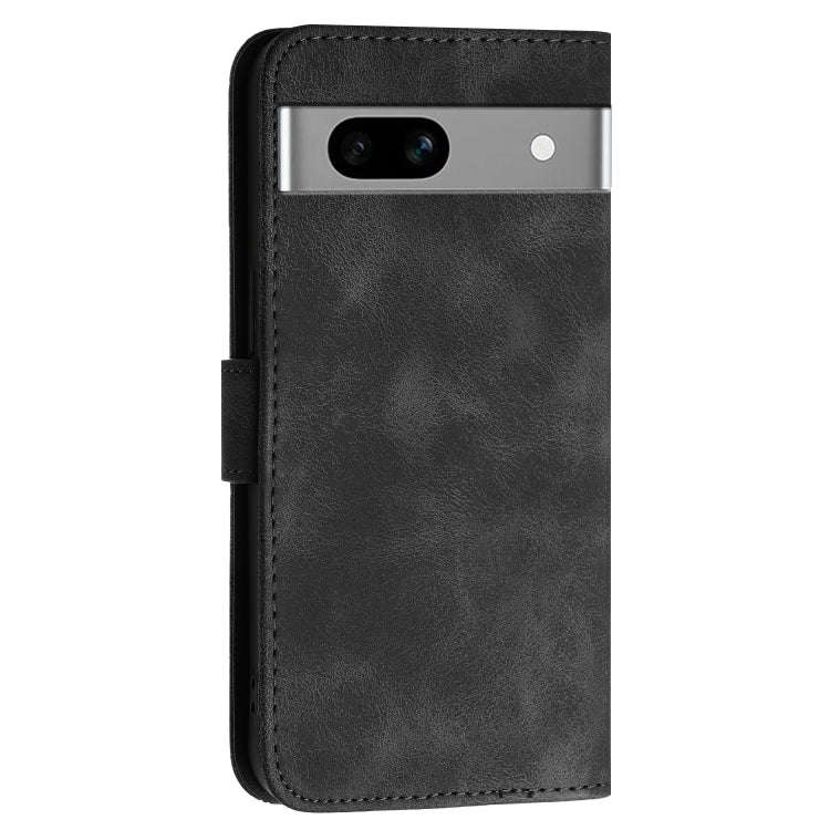 For Google Pixel 7a Grid Butterfly Embossed Pattern Leather Phone Case with Lanyard(Black)