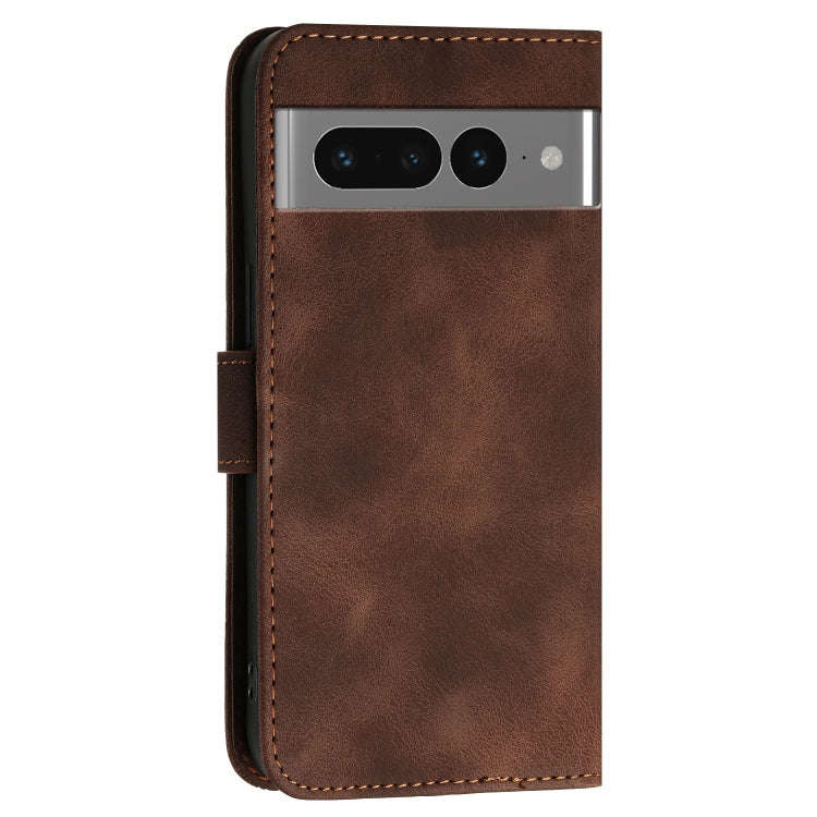 For Google Pixel 7 Pro 5G Grid Butterfly Embossed Pattern Leather Phone Case with Lanyard(Coffee)