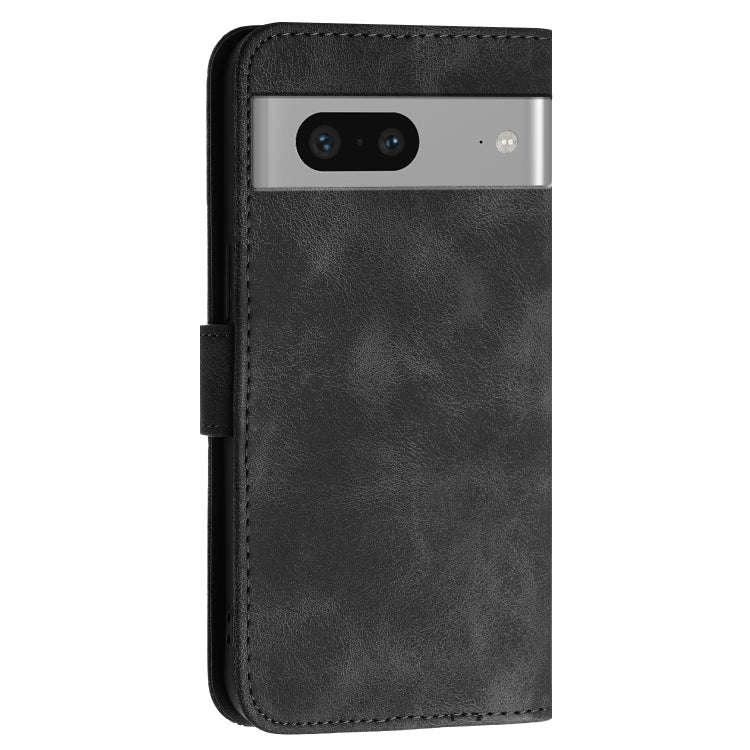 For Google Pixel 7 5G Grid Butterfly Embossed Pattern Leather Phone Case with Lanyard(Black)