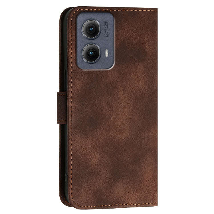 For Motorola Edge 2024 5G Global Grid Butterfly Embossed Pattern Leather Phone Case with Lanyard(...