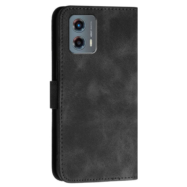 For Motorola Moto G 2023 5G Grid Butterfly Embossed Pattern Leather Phone Case with Lanyard(Black)