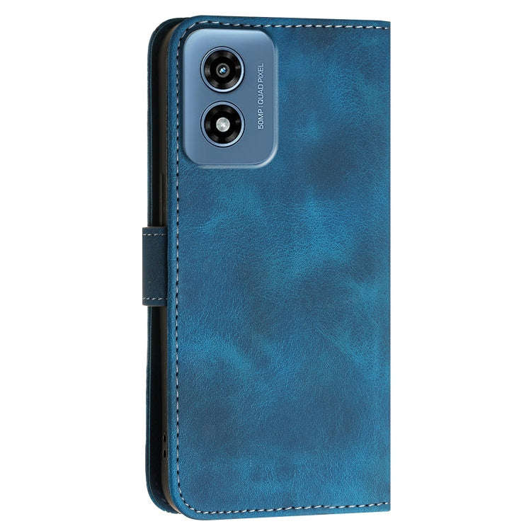 For Motorola Moto G Play 4G 2024 Grid Butterfly Embossed Pattern Leather Phone Case with Lanyard(...
