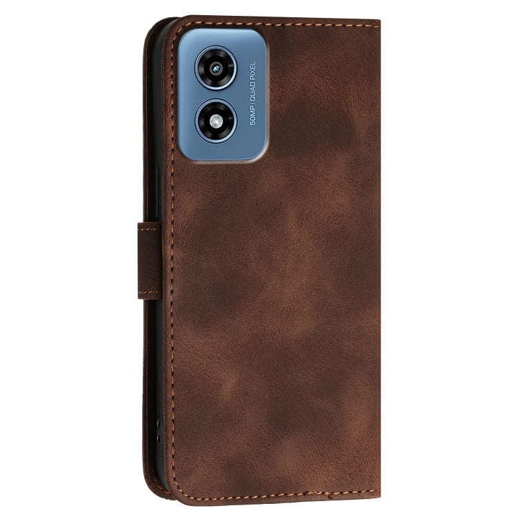 For Motorola Moto G Play 4G 2024 Grid Butterfly Embossed Pattern Leather Phone Case with Lanyard(...