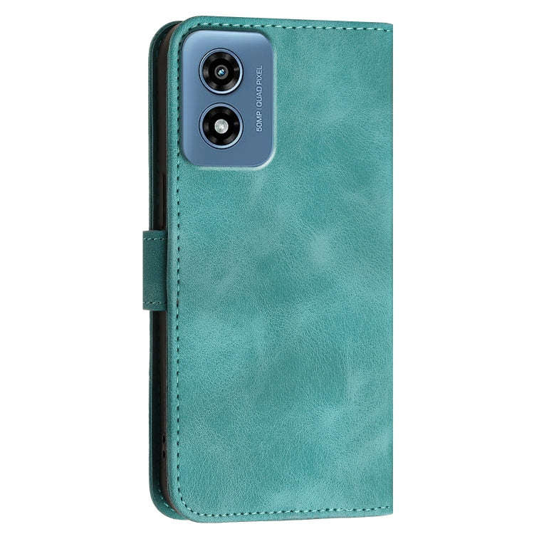 For Motorola Moto G Play 4G 2024 Grid Butterfly Embossed Pattern Leather Phone Case with Lanyard(...