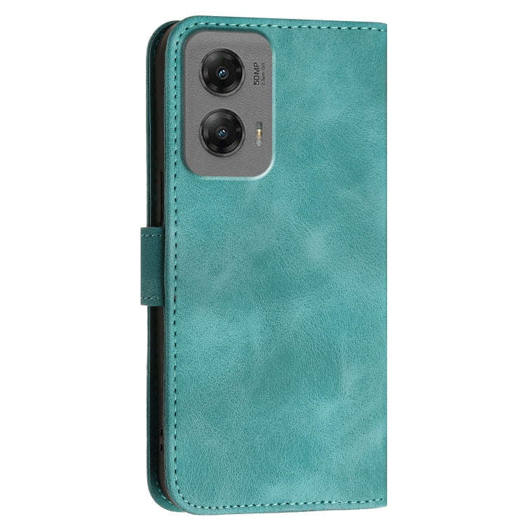 For Motorola Moto G Stylus 5G 2024 Grid Butterfly Embossed Pattern Leather Phone Case with Lanyar...