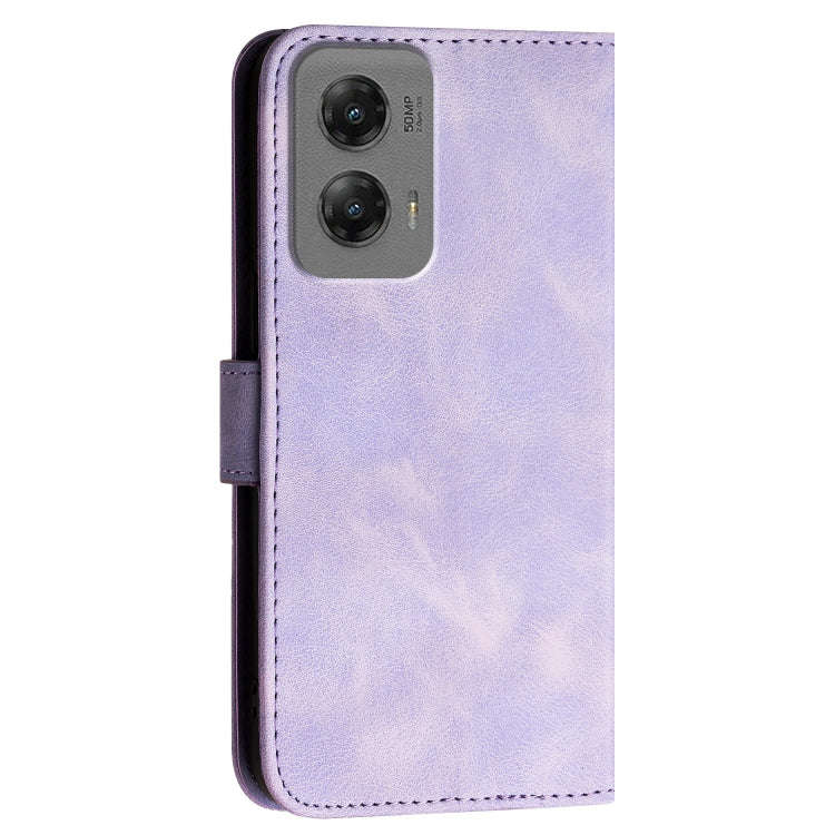For Motorola Moto G Stylus 5G 2024 Grid Butterfly Embossed Pattern Leather Phone Case with Lanyar...