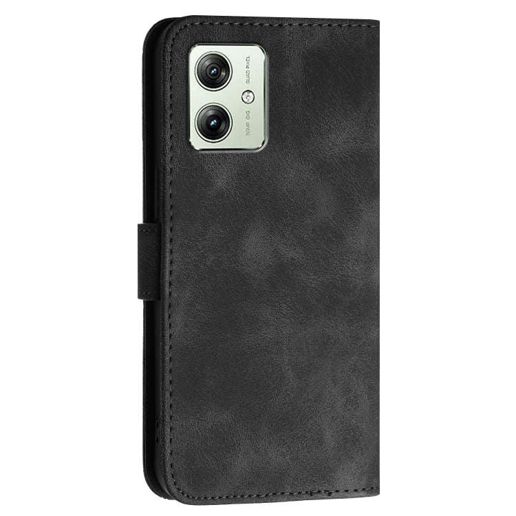 For Motorola Moto G54 5G Global Grid Butterfly Embossed Pattern Leather Phone Case with Lanyard(B...