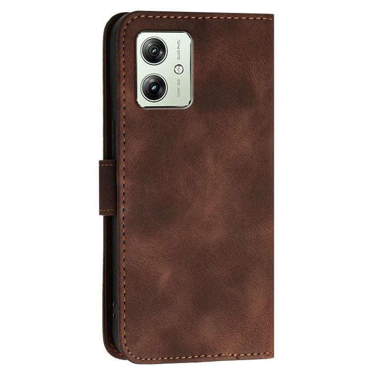For Motorola Moto G54 5G Global Grid Butterfly Embossed Pattern Leather Phone Case with Lanyard(C...