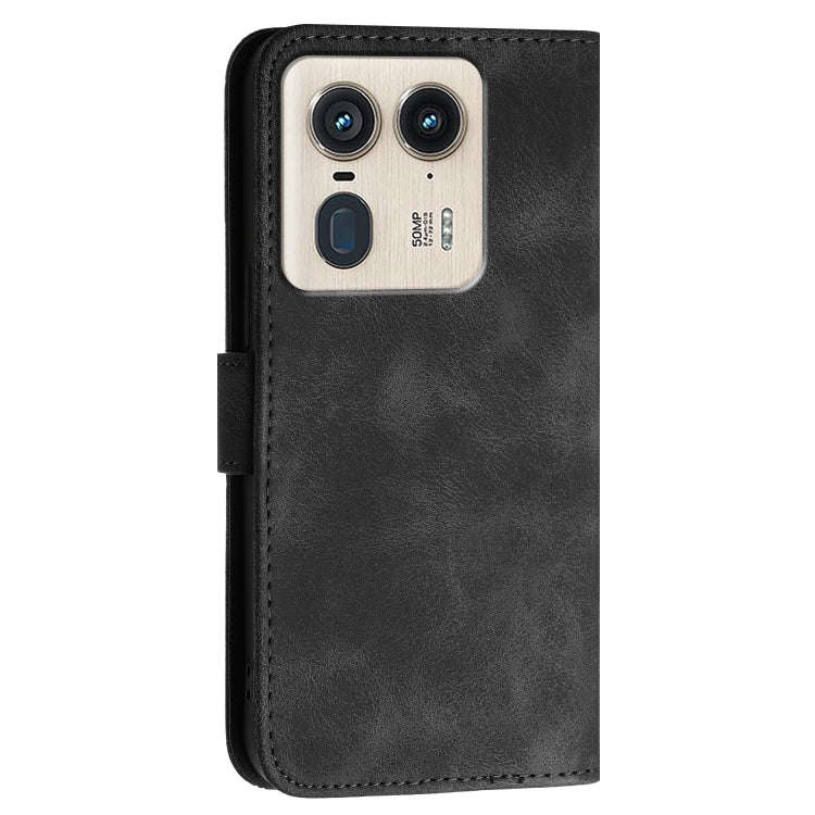 For Motorola Edge 50 Ultra 5G Global Grid Butterfly Embossed Pattern Leather Phone Case with Lany...
