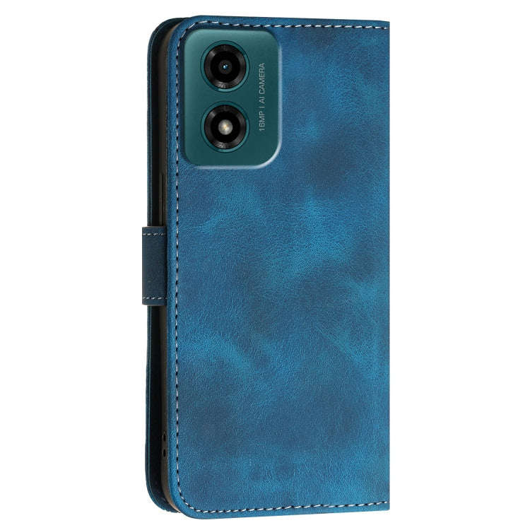 For Motorola Moto G24 4G Global Grid Butterfly Embossed Pattern Leather Phone Case with Lanyard(D...