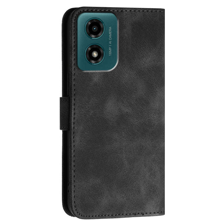 For Motorola Moto G24 4G Global Grid Butterfly Embossed Pattern Leather Phone Case with Lanyard(B...
