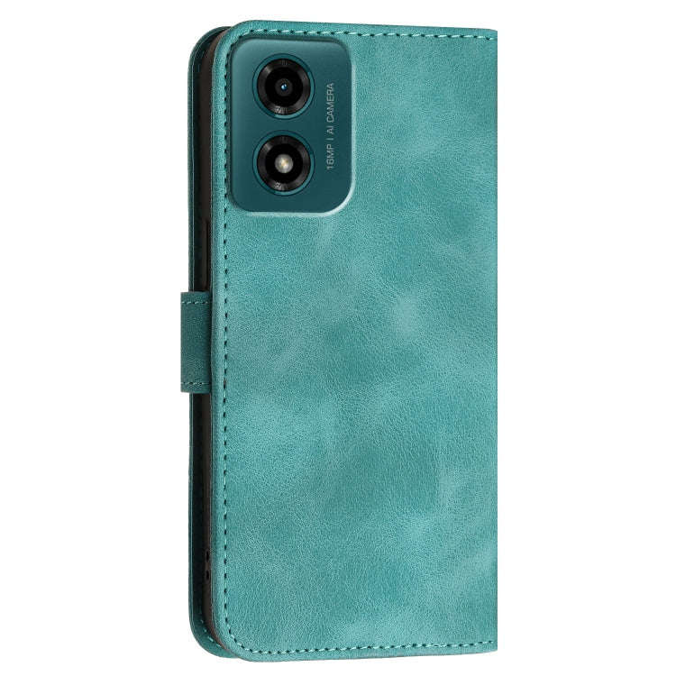 For Motorola Moto G24 4G Global Grid Butterfly Embossed Pattern Leather Phone Case with Lanyard(L...
