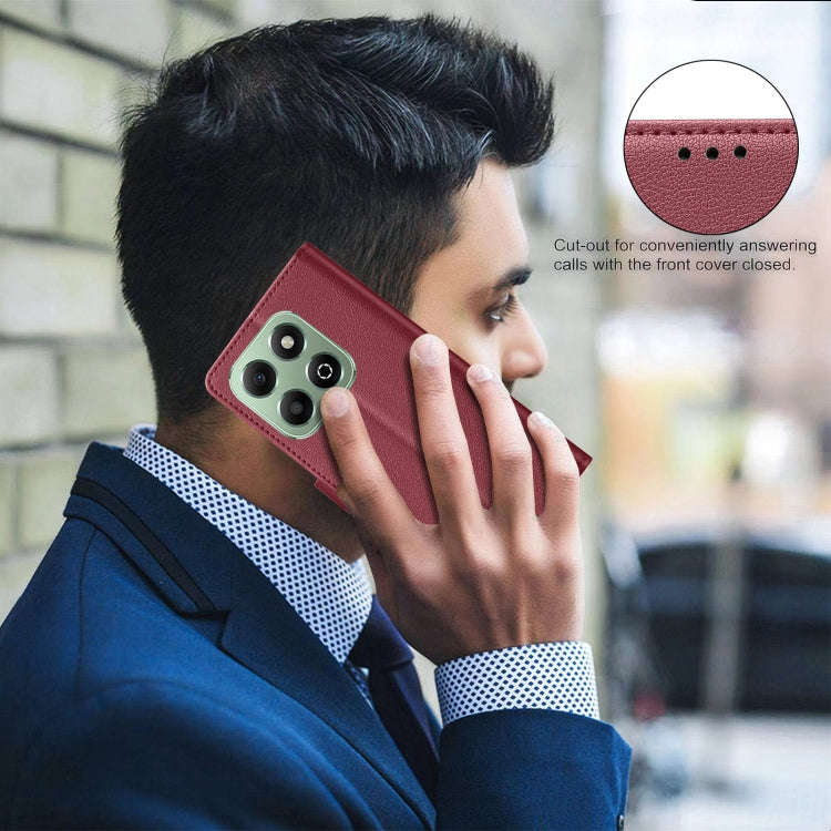 For Honor X6b Litchi Texture RFID Anti-theft Leather Phone Case(Red)