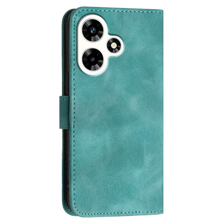 For Infinix Hot 30i Grid Butterfly Embossed Pattern Leather Phone Case with Lanyard(Light Blue)