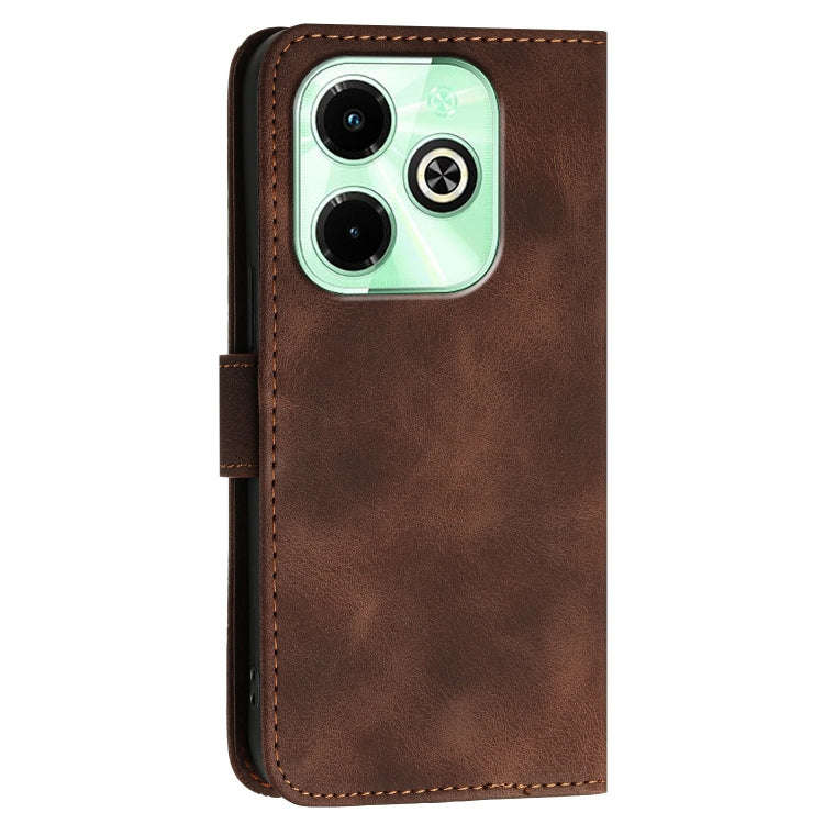 For Infinix Hot 40i 4G Grid Butterfly Embossed Pattern Leather Phone Case with Lanyard(Coffee)