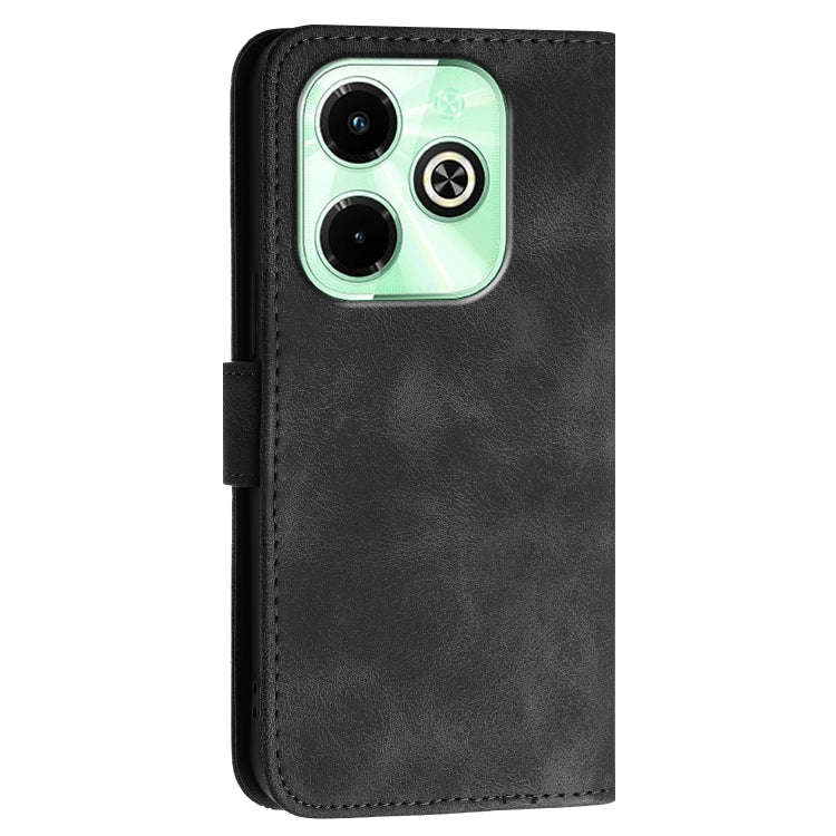 For Infinix Smart 8 4G Grid Butterfly Embossed Pattern Leather Phone Case with Lanyard(Black)