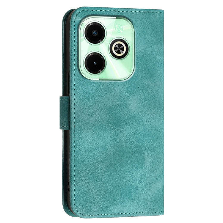 For Infinix Smart 8 4G Grid Butterfly Embossed Pattern Leather Phone Case with Lanyard(Light Blue)
