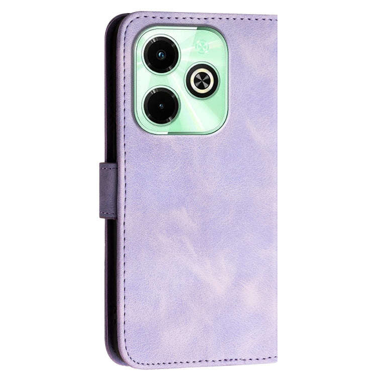 For Infinix Smart 8 Plus 4G Grid Butterfly Embossed Pattern Leather Phone Case with Lanyard(Light...