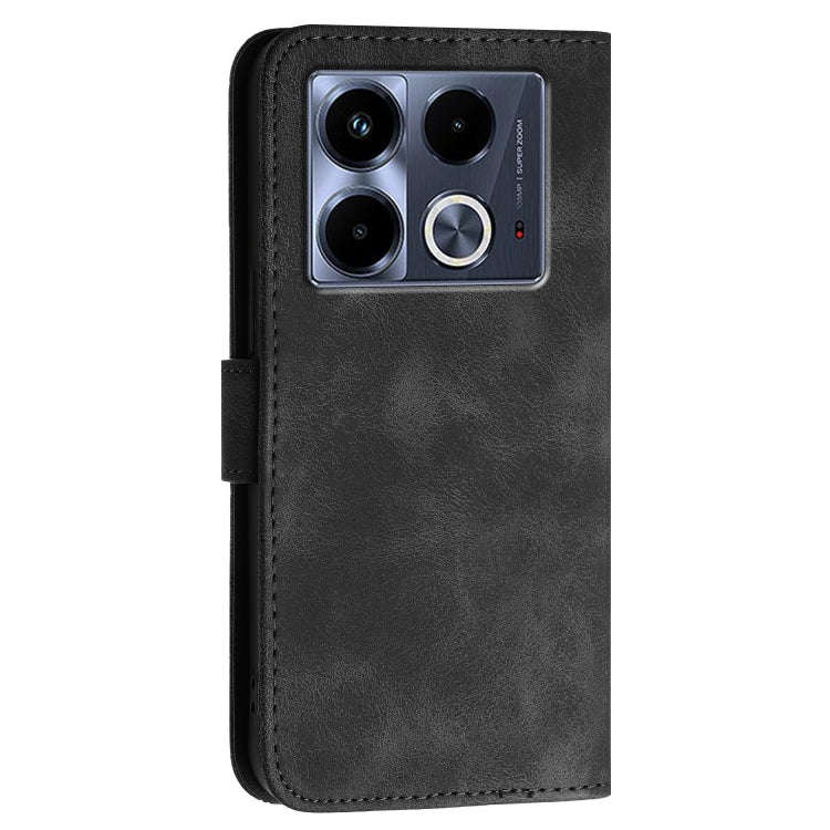 For Infinix Note 40 4G Grid Butterfly Embossed Pattern Leather Phone Case with Lanyard(Black)