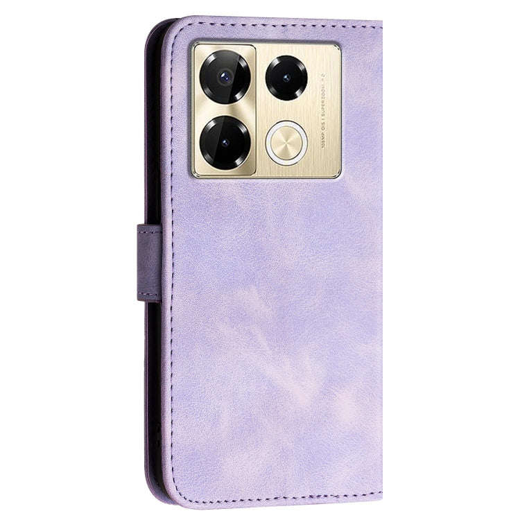 For Infinix Note 40 Pro 4G / 5G Grid Butterfly Embossed Pattern Leather Phone Case with Lanyard(L...