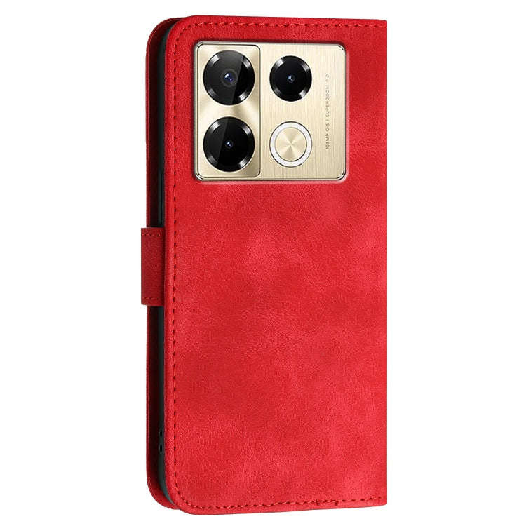 For Infinix Note 40 Pro+ 5G Grid Butterfly Embossed Pattern Leather Phone Case with Lanyard(Red)