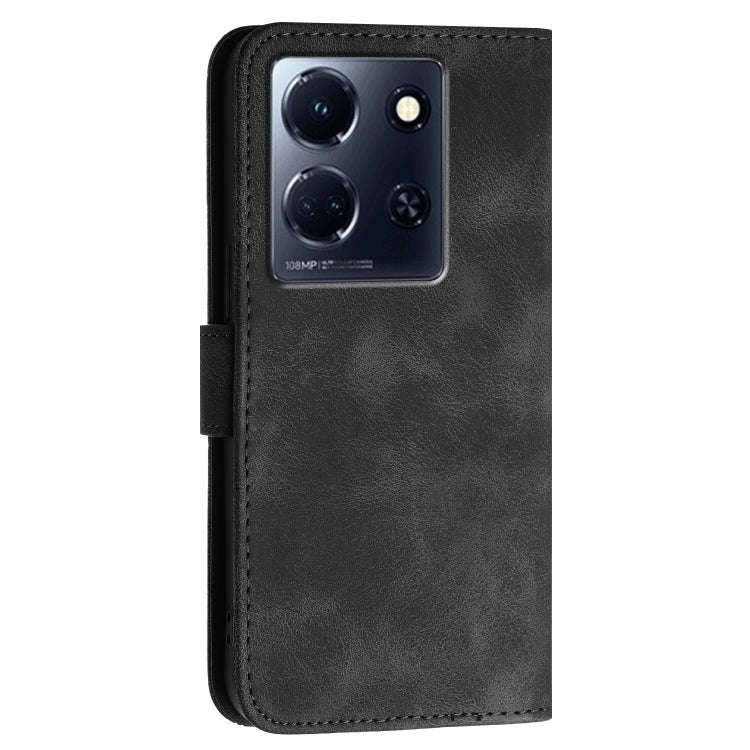 For Infinix Note 30 5G Grid Butterfly Embossed Pattern Leather Phone Case with Lanyard(Black)