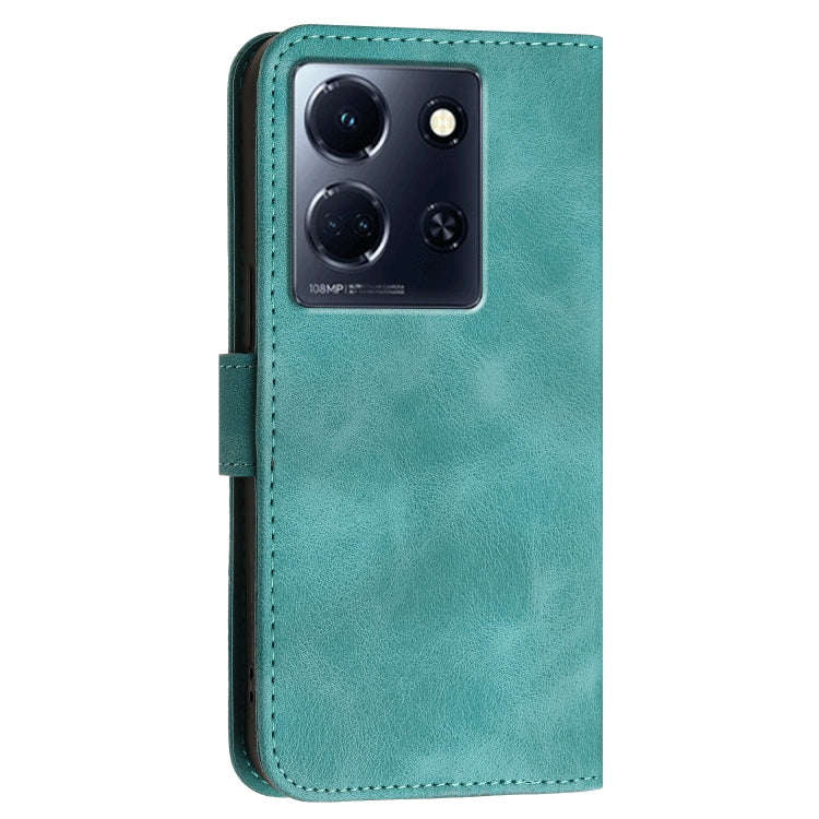For Infinix Note 30 5G Grid Butterfly Embossed Pattern Leather Phone Case with Lanyard(Light Blue)