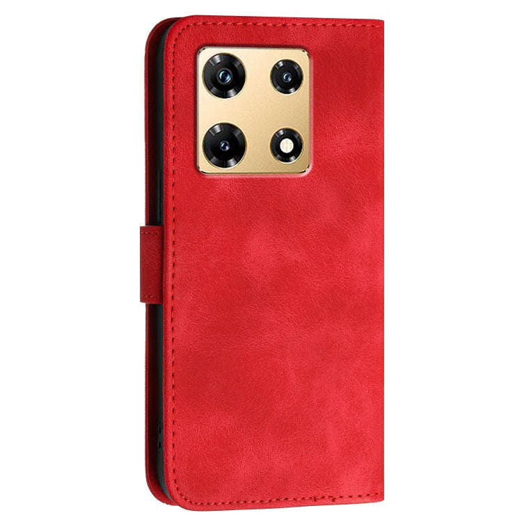 For Infinix Note 30 Pro Grid Butterfly Embossed Pattern Leather Phone Case with Lanyard(Red)