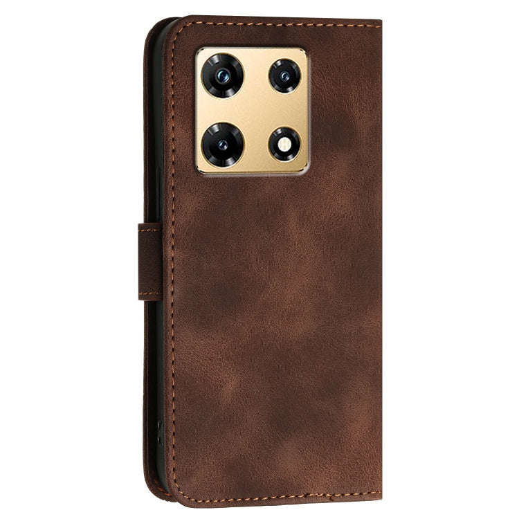 For Infinix Note 30 Pro Grid Butterfly Embossed Pattern Leather Phone Case with Lanyard(Coffee)