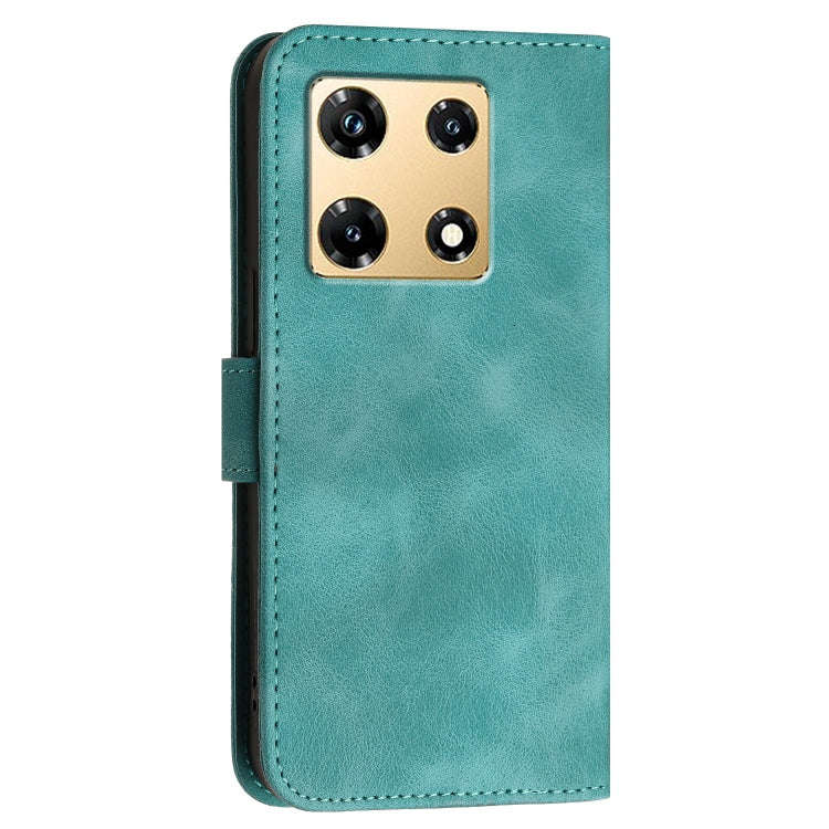 For Infinix Note 30 Pro Grid Butterfly Embossed Pattern Leather Phone Case with Lanyard(Light Blue)