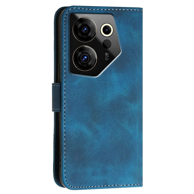 For Tecno Camon 20 Premier 5G Grid Butterfly Embossed Pattern Leather Phone Case with Lanyard(Dar...