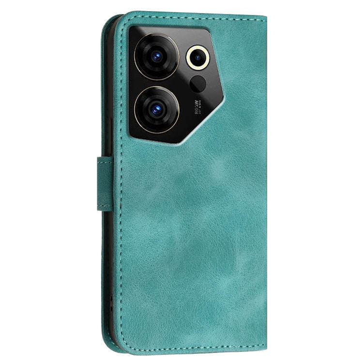 For Tecno Camon 20 Premier 5G Grid Butterfly Embossed Pattern Leather Phone Case with Lanyard(Lig...