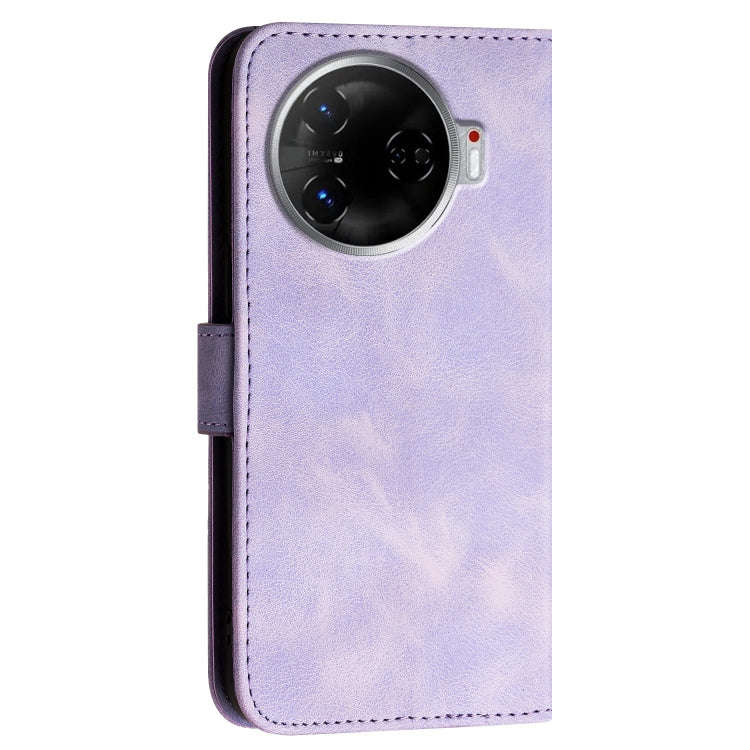 For Tecno Camon 30 Pro 5G Grid Butterfly Embossed Pattern Leather Phone Case with Lanyard(Light P...