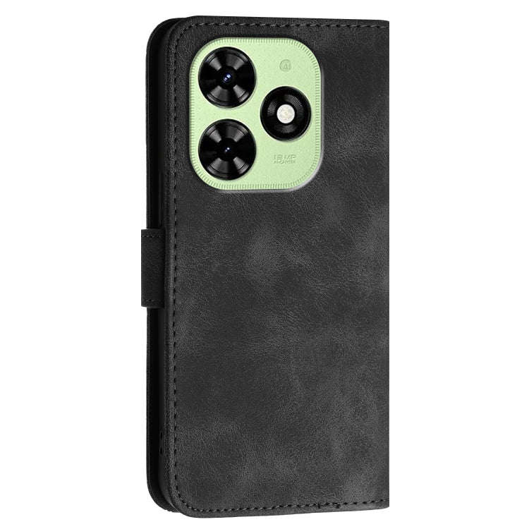 For Tecno Spark Go 2024 4G Grid Butterfly Embossed Pattern Leather Phone Case with Lanyard(Black)
