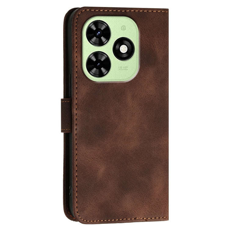 For Tecno Spark Go 2024 4G Grid Butterfly Embossed Pattern Leather Phone Case with Lanyard(Coffee)